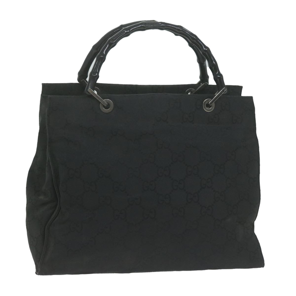 GUCCI Bamboo GG Canvas Hand Bag Black 002 1010 Auth 65515 - Picture 1 of 16